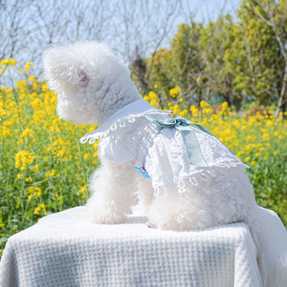 Hollow Out Puppy Skirt Skin-friendly Pet Skirt Pet Clothes Spring Cat Dog Dress  For Cat Dog