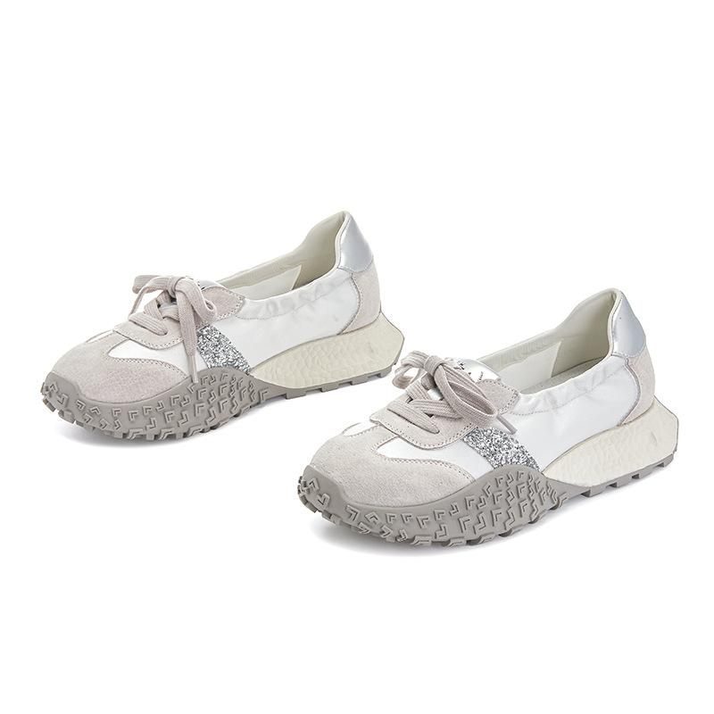 Leather women's spring thick-soled heightening dad shoes retro breathable shoes trendy versatile sneakers