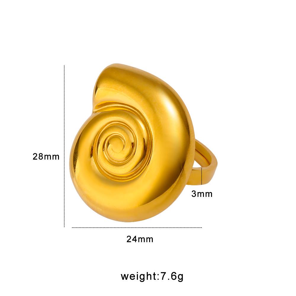 European-Style Seashell Spiral Snail Stainless Steel Earring  Ring Set for Women