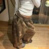 Armádně zelené maskáčové volné tepláky Stylové Street rovné tepláky Harajuku styl Hip Hop Y2k kalhoty Streetwear