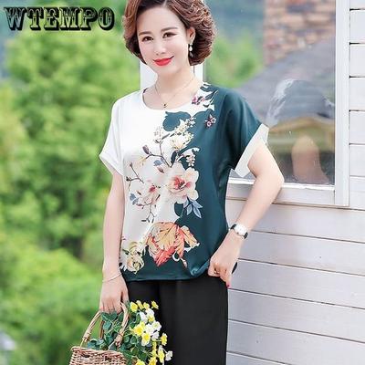 Women's Short-sleeved Large Print T-shirt Loose Breathable Tops Casual Comfortable Short-sleeved