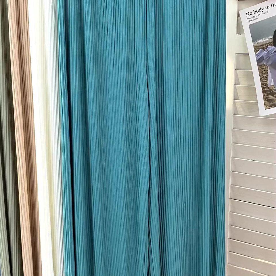 High-Waisted Ice Silk Pleated Wide-Leg Women's Pants: Slimming, Versatile, Floor-Length, Sun Protection, Mosquito Repellent, Casual Summer Wear