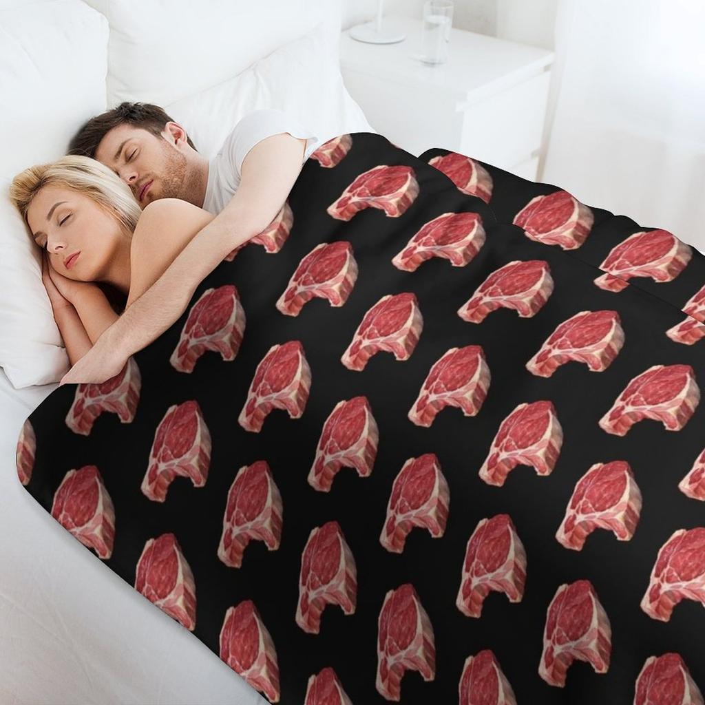 Premium Cut Raw Beef Steak Throw Blanket All Season Lightweight Soft Blanket for Bed