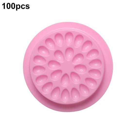 100Pcs Eyelash Glue Holder Abundant Quantity Rich Colors Multiple Grooves Disposable PVC Eyelash Extension Glue Holder Pallet Pad Makeup Tool