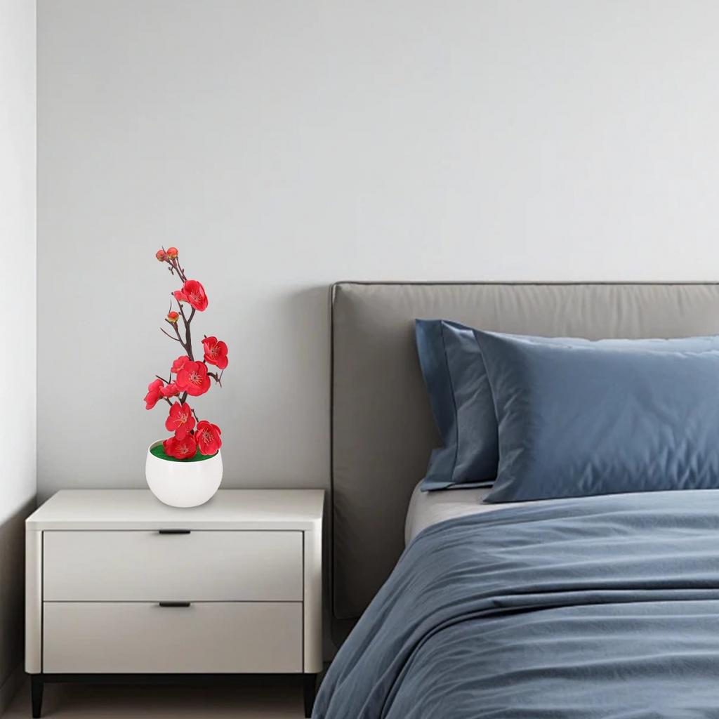 Artificial Potted Flower Plastic Plum Table Decorative