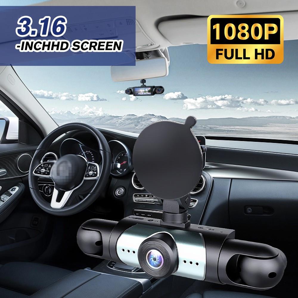 Car Dash Cam 1080P HD Driving Recorder Front &Inside Left Right 3 Channel Camera