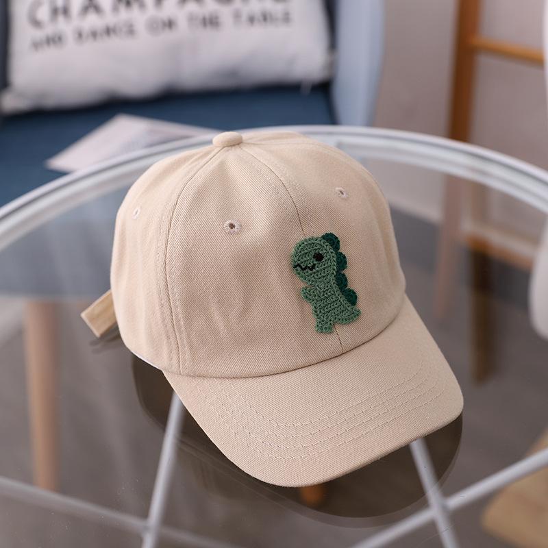 

Детская бейсболка с изображением динозавра из мультфильма, милая вышитая детская кепка с козырьком, регулируемые солнцезащитные шляпы для девочек и мальчиков, аксессуары для детей 1-5 лет бежевый