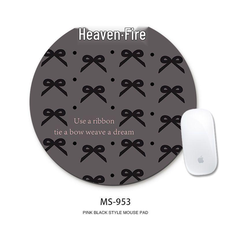 

Круглый мультяшный коврик для мыши с бантом - Милый, универсальный настольный коврик для офиса или игр 200x200mm, 3mm thickness