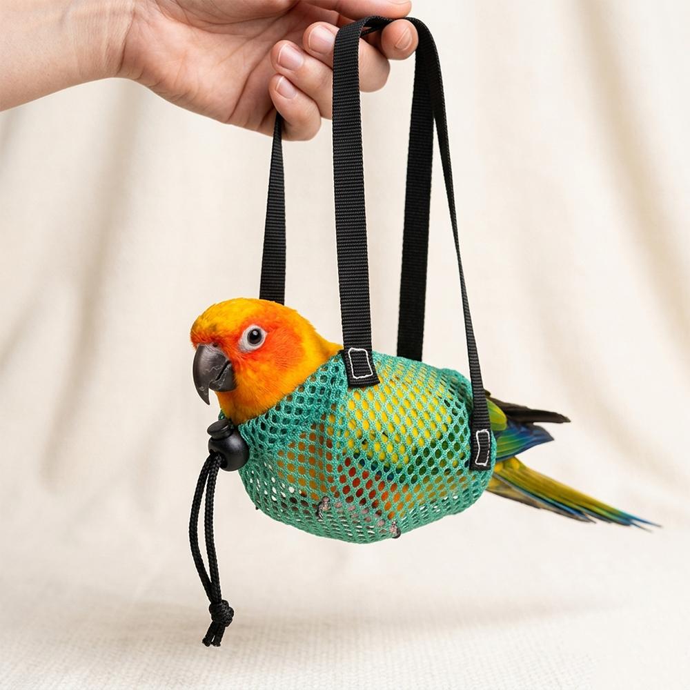 1PC Portable Bird Carrier Bag Breathable Mesh Parrot Travel Pouch Adjustable Cockatiel Budgie Handbag Outdoor Walking Totes Gear