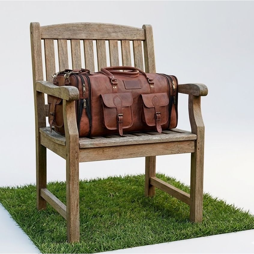 Extra erweiterbare, verstellbare, große Reisereise-Wochenend-Übernachtungstasche aus Leder