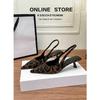 Europa e Stati Uniti nuove scarpe singole estive a punta con tacco basso e stampa leopardata, moda versatile, sandali con tacco basso