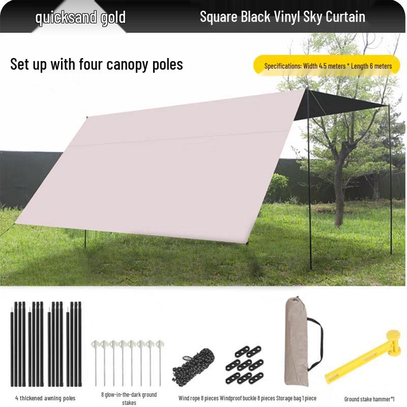 Heavy-Duty Black Oxford Cloth Tarp: Portable, Rainproof, Sunshade for Outdoor Camping, Picnic, Beach, Courtyard