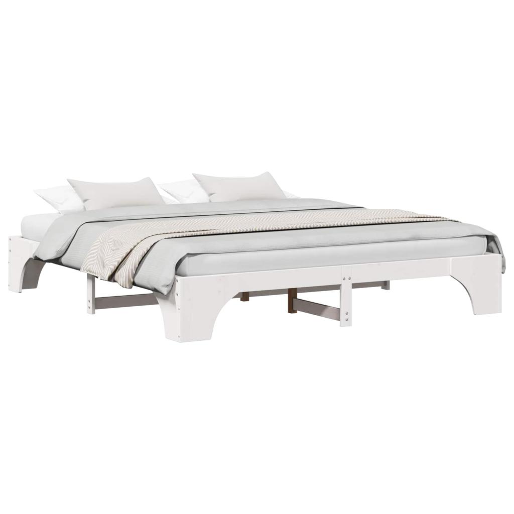 Bed Frame White 180 x 200 cm Solid Pine Wood
