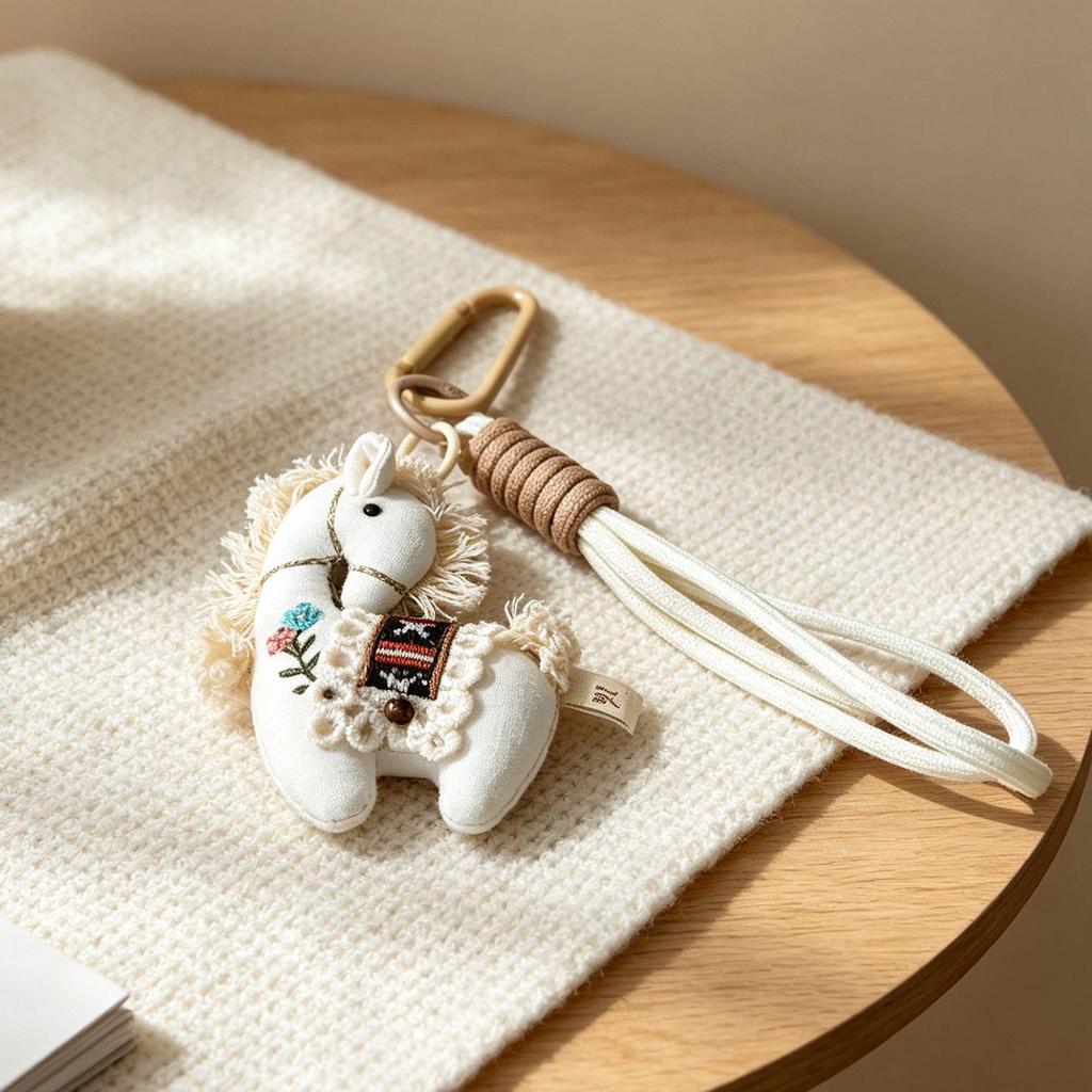 Cute Retro Cartoon Horse Fabric Bag Charm & Phone Keychain Lanyard