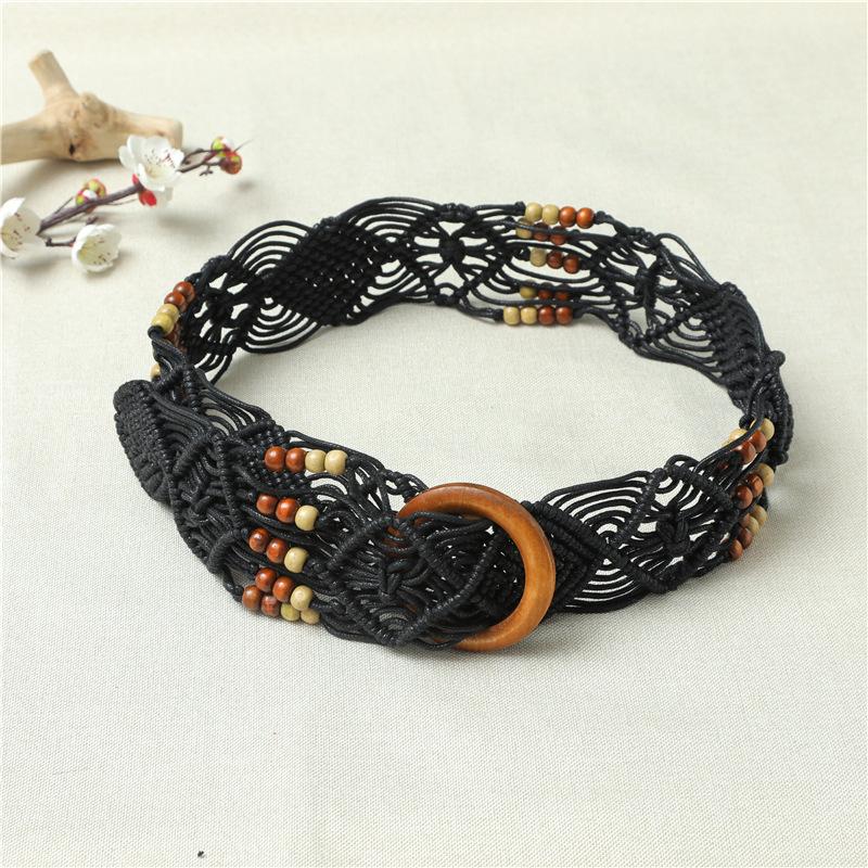 Ethnic Style Knitting Belt Chinese Knot Girls' Belt Fashion Creative Handmade DIY Skirt Belt