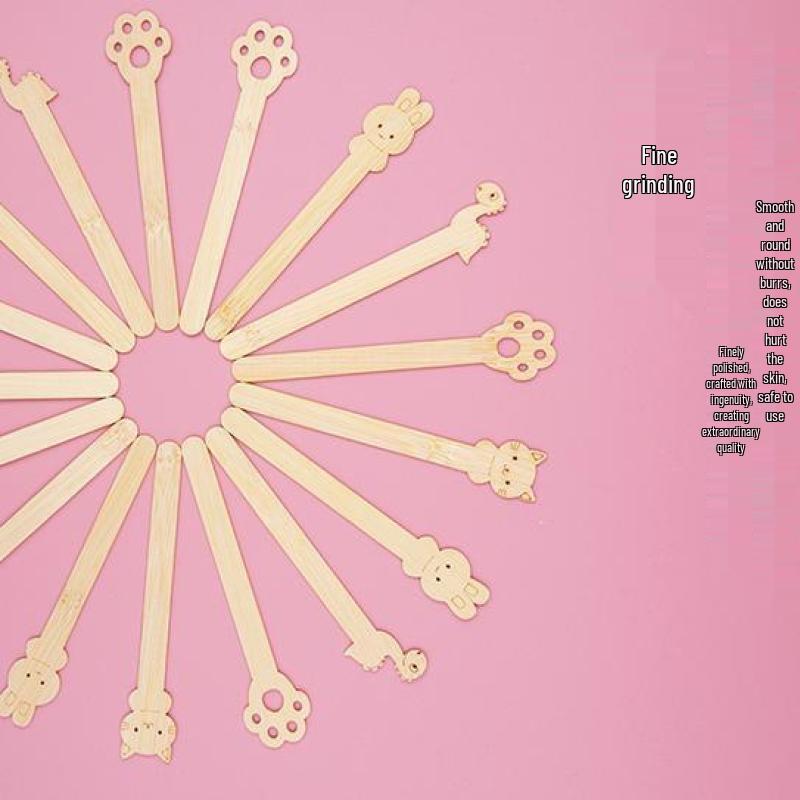 Disposable Bamboo Ice Cream Sticks with Cartoon Animal Design and Ambidextrous Logo Tanghulu Skewer