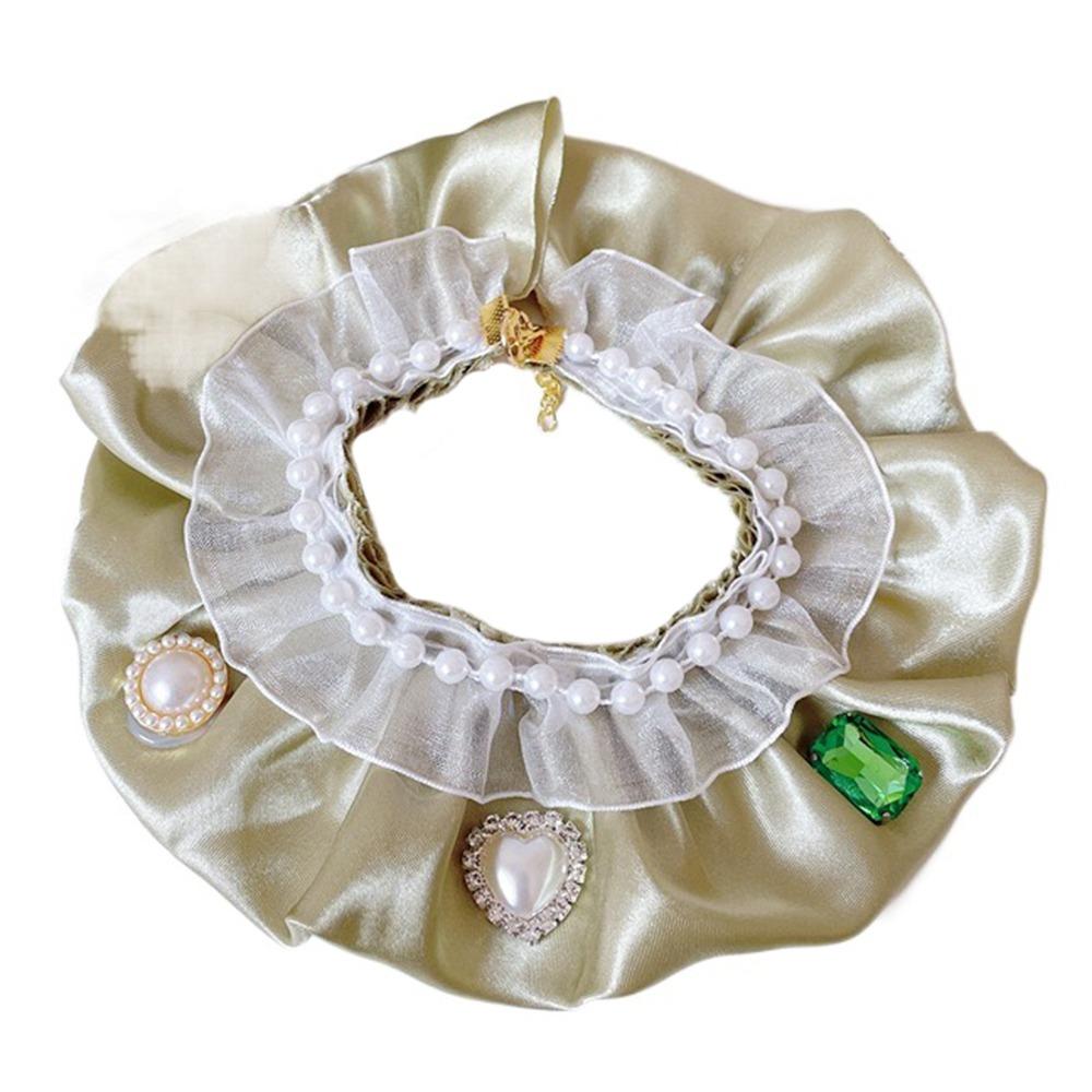 

Cosplay Cat Collar Plaid Puppy String Bib Pet Gift Cat Necklace Photo Props XS-Style 2 Green