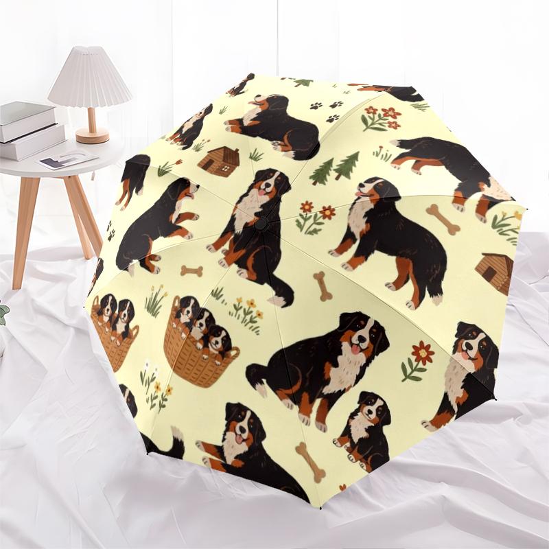 1 PC Automatic Folding Umbrella - Cute Dog Pattern, Portable & Foldable Design with 8 Ribs, Christmas Birthday Gifts