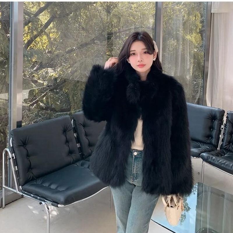 New imitation fox fur coat short fluffy winter coat thickened and thin light cotton