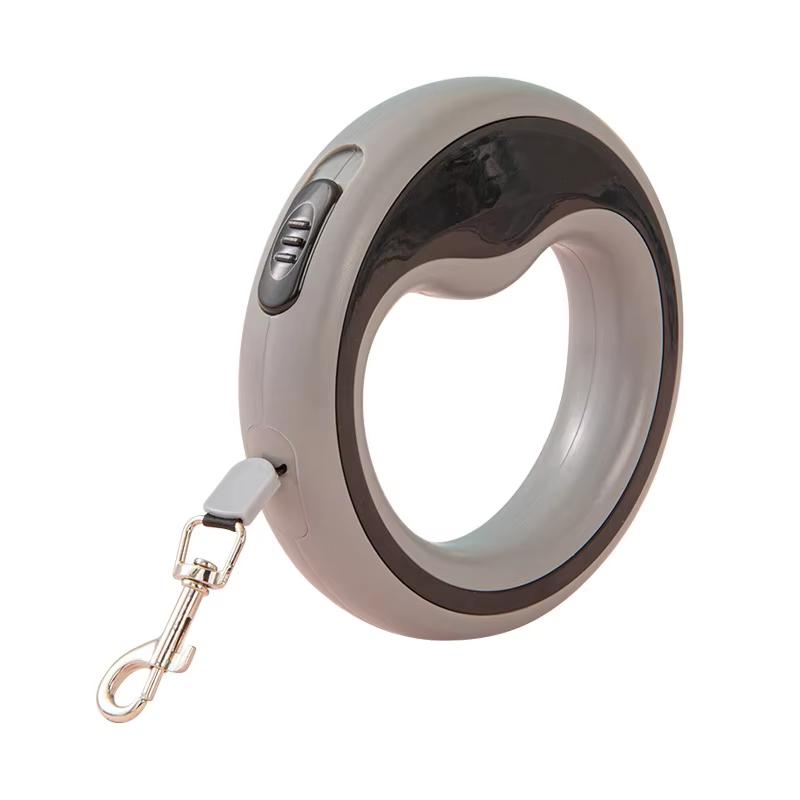 Retractable Dog Lead Heavy-Duty Extendable Dog Leads Strong Nylon Tape Leash One-Handed Brake Lock Tangle-Free Design for Small серый