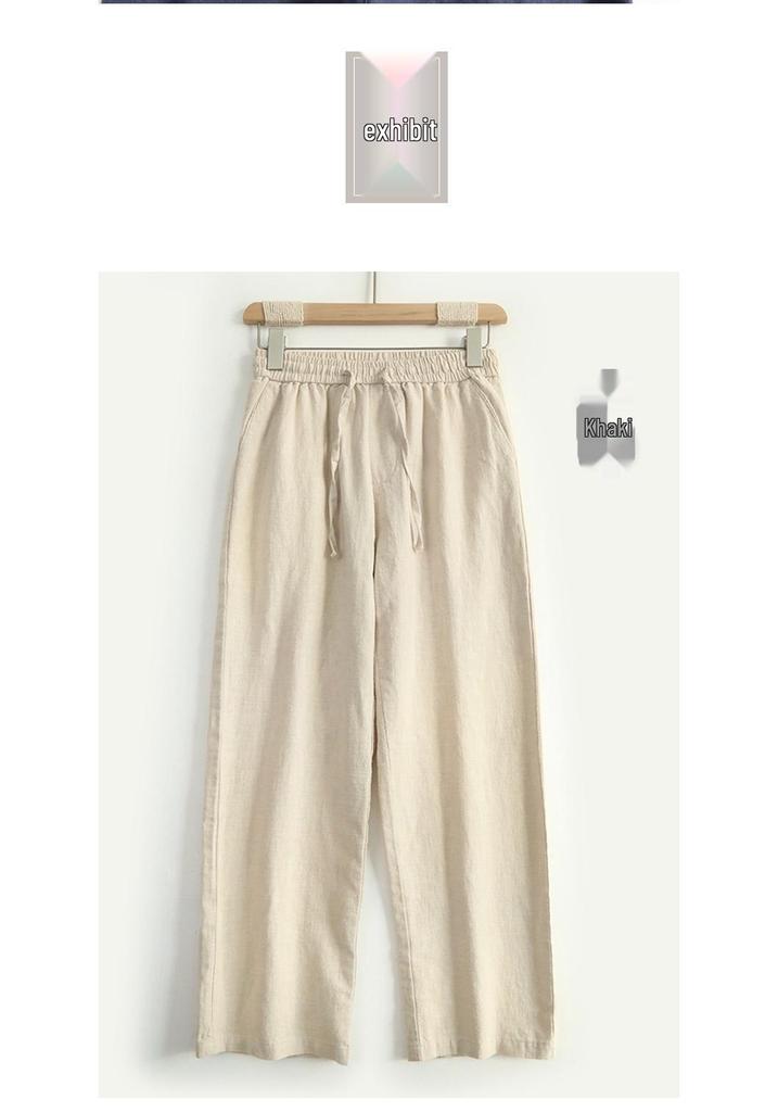 Men's Summer Cotton Linen Wide-Leg Trousers - Loose Fit Casual Pants