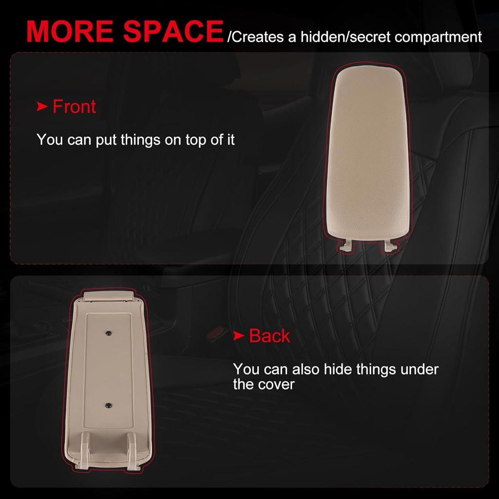 cciyu Armrest Center Console Lid Cover + Base Beige Armrest Covers Replacement fit for 2000-2008 For A4 A6 S4