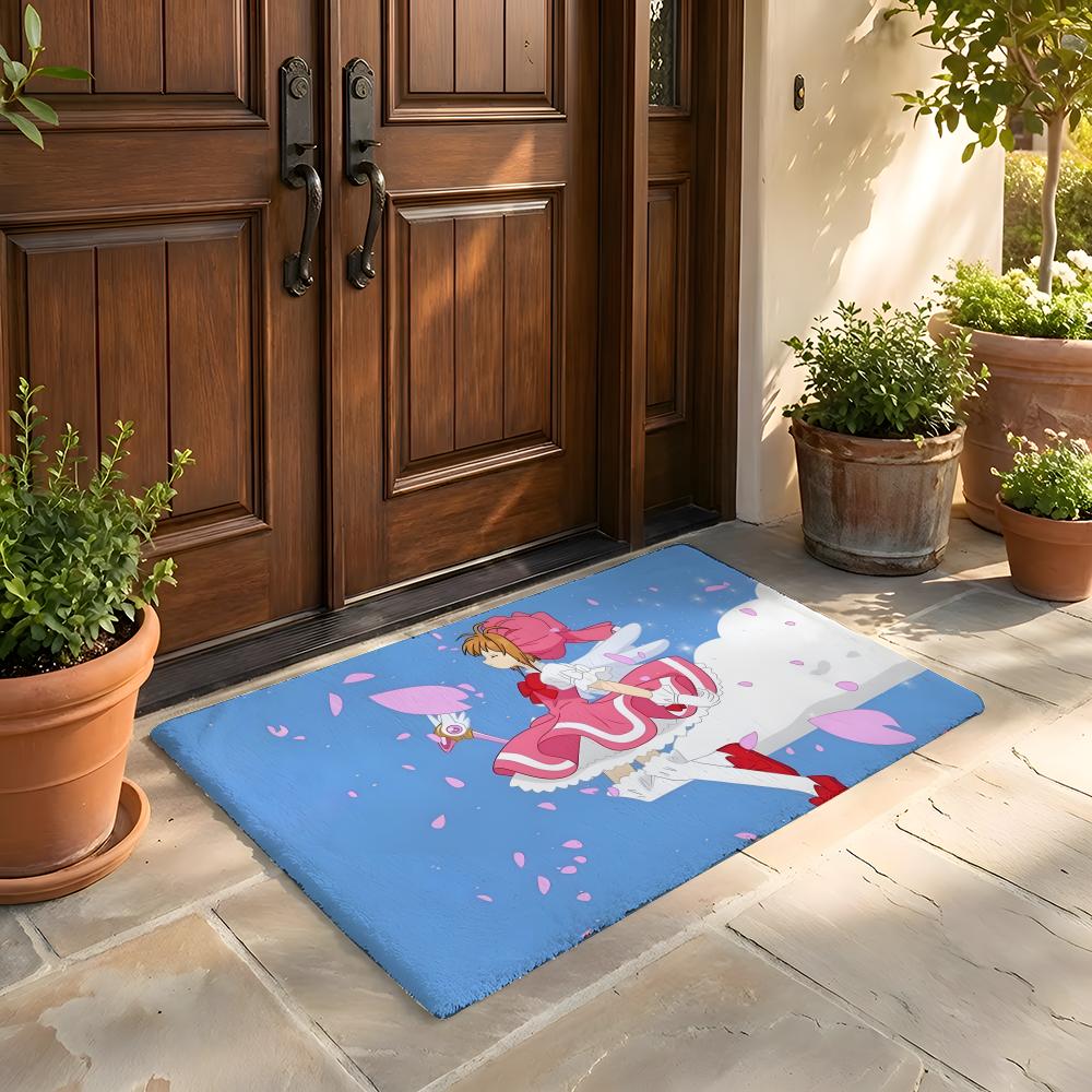 Floor Mat Soft Flannel Rug Non Slip Absorbent Mat for Bathroom Bedroom Home Decor C Cardcaptor S Sakura Cartoon