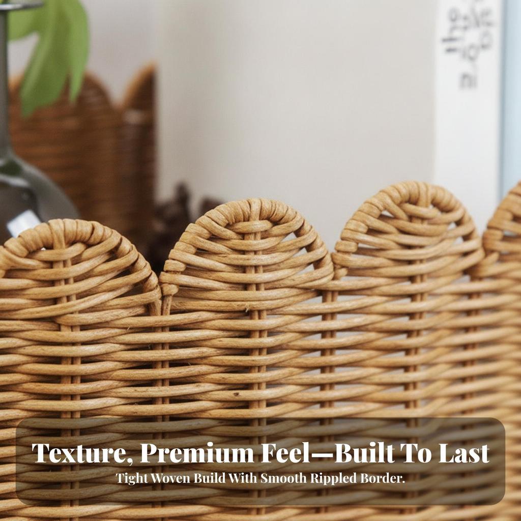 Woven Storage Basket with Rim Decorative Box Practical