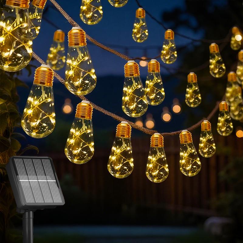 

Solar String Lights Outdoor Vintage Rope Hemp Solar Patio with 8Modes LED Patio Lights Waterproof Christmas Decoration Light теплый белый