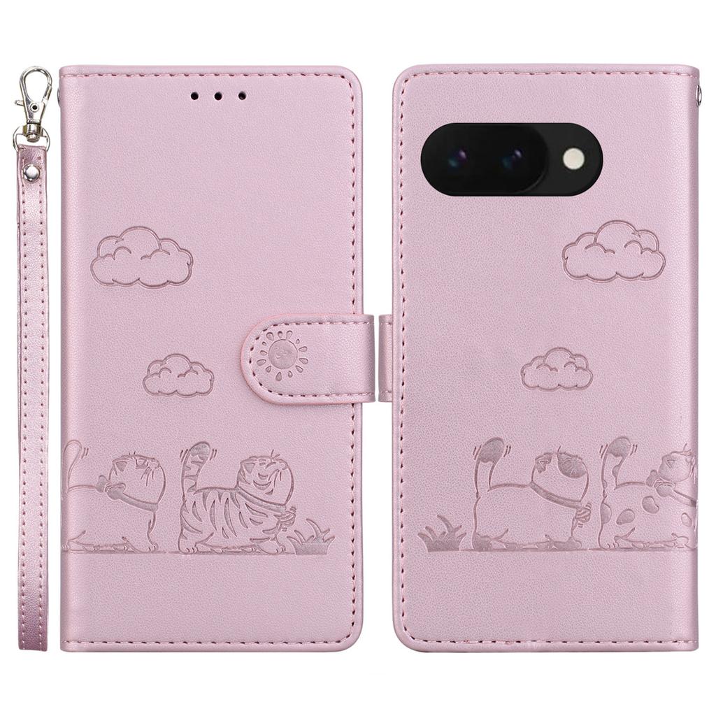 For Google Pixel 9a Case RFID Blocking Kitten Pattern TPU+PU Leather Phone Cover