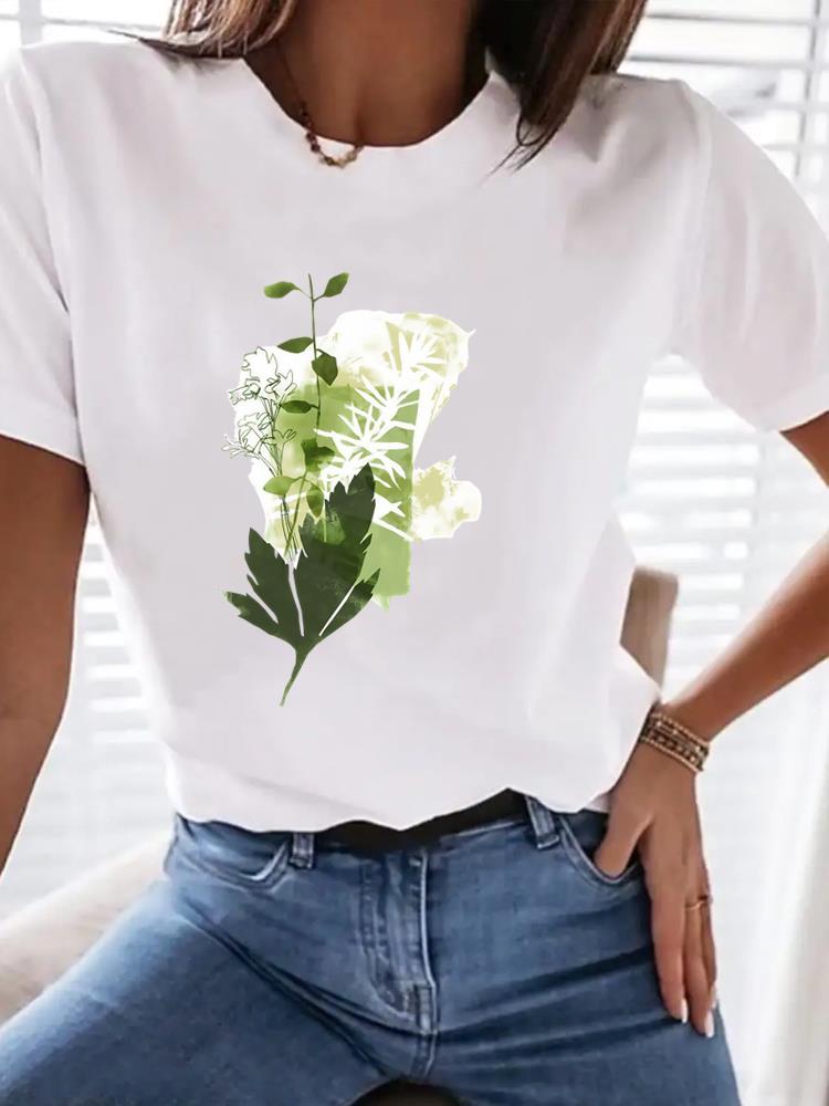 (Asian Size) Tee Top love heart trend 90s Women Clothing T Shirt Woman Print Fashion Female Short Sleeve Graphic T-shirts