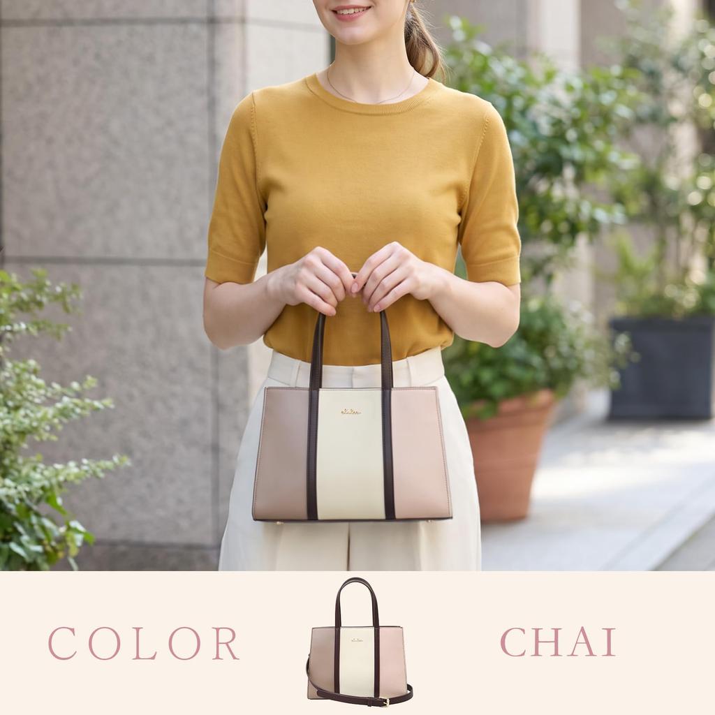 Clelia Bellezza CL-23310 2-Way Mini Tote and Shoulder Bag, Chai