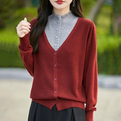 Women's Cashmere Sweater 50% Silk 50% Wool Autumn and Winter Cashmere Cardigan Soft and Warm