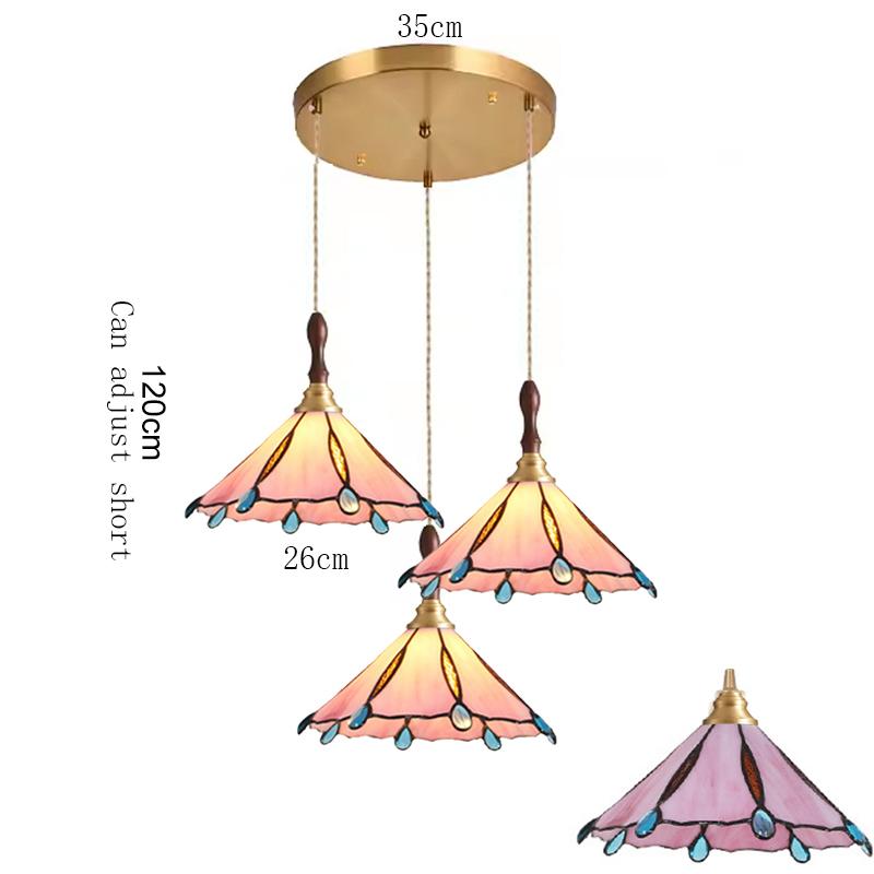 Tiffany Chandelier Retro Creative Stained Glass Lotus Pendant Light Corridor Bedroom Living Room E27 Single Head Hanging Lamps