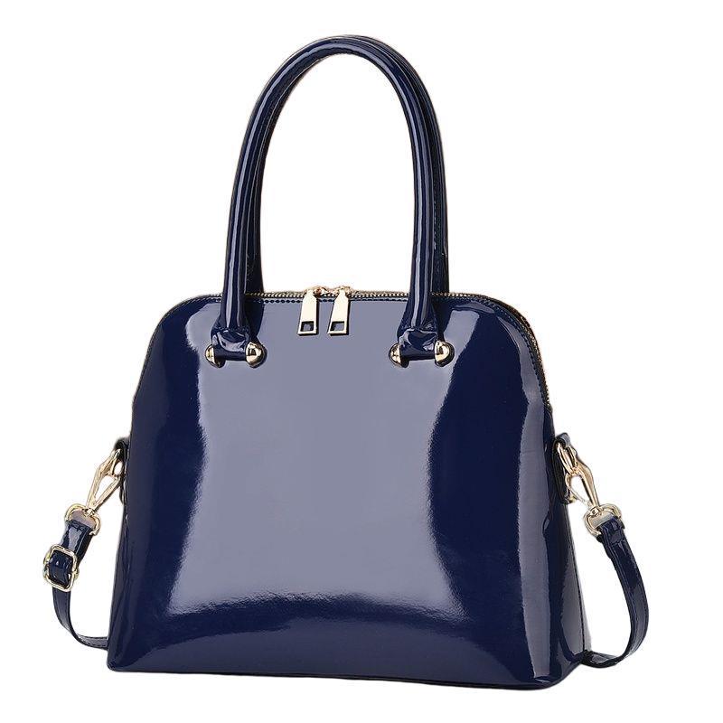 2026 Women's Patent Leather Tote: Versatile European & American Fashion Handbag, Shoulder, or Crossbody In Red & Black.