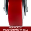 4 Pack 6 x 2 Inch Caster Wheels 2 Rigid and 2 Swivel Casters with Side Brake Polyurethane Iron Core Plate 1000LBS Capacity Per Wheel