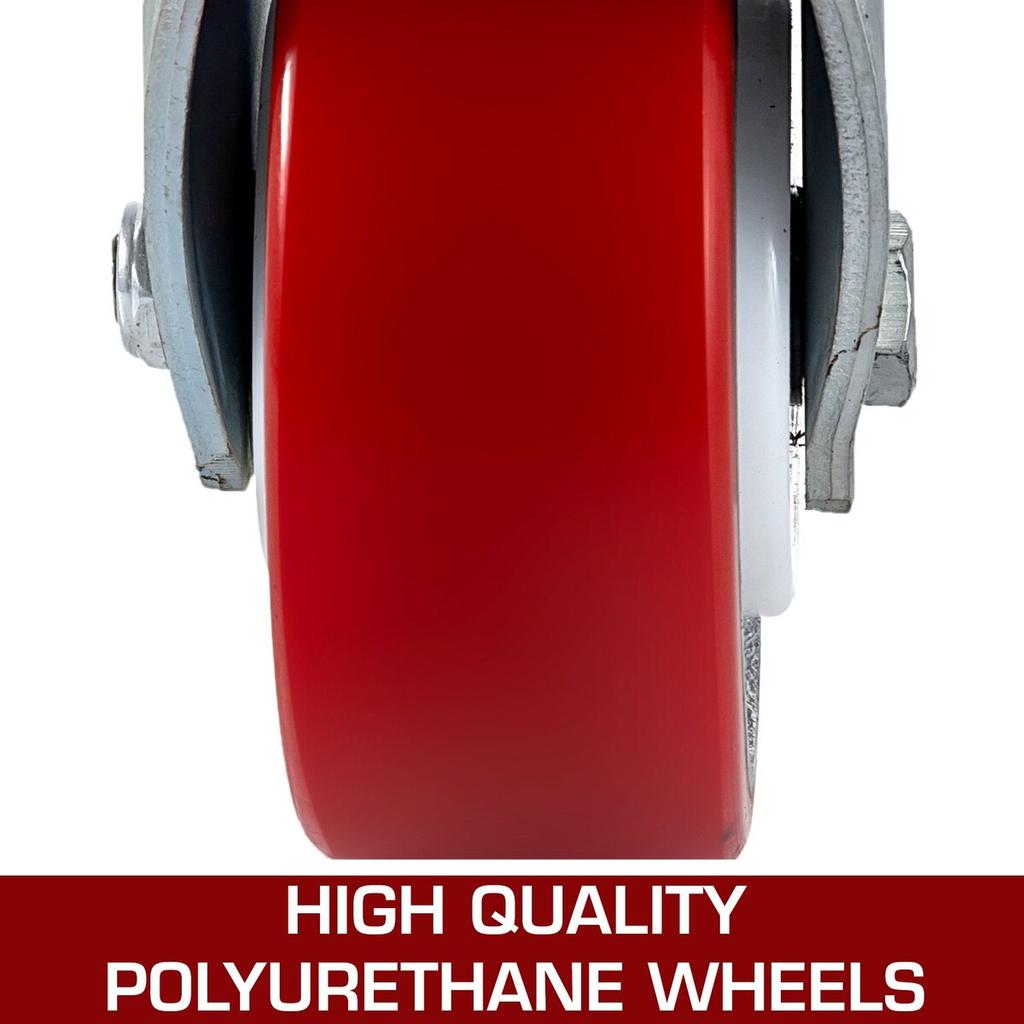 4 Pack 6 x 2 Inch Caster Wheels 2 Rigid and 2 Swivel Casters with Side Brake Polyurethane Iron Core Plate 1000LBS Capacity Per Wheel