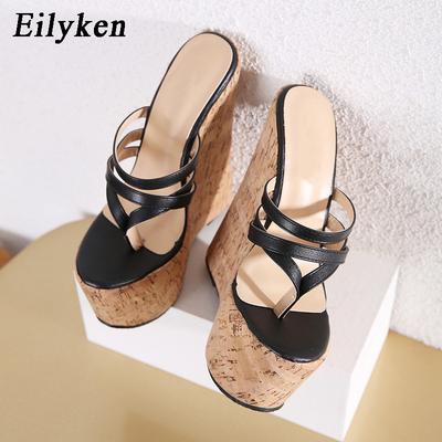 Moda Eilyken Sexy Moda Banda Estrecha Pinch Cuñas Zapatillas Sandalias de Mujer Super Tacones Plataforma Mules Zapatos de Dama