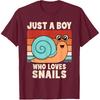 Just A Boy Who Loves Snails Funny Snail Boys Kids T-Shirt