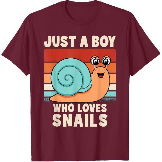 Just A Boy Who Loves Snails Funny Snail Boys Kids T-Shirt