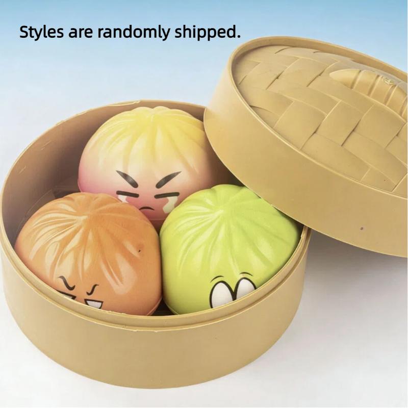 3/4Pcs Kitchen Party Favor Gift Mini Cute Stress Balls With Creative Transparent Dumpling Shape For Home Desk Decor