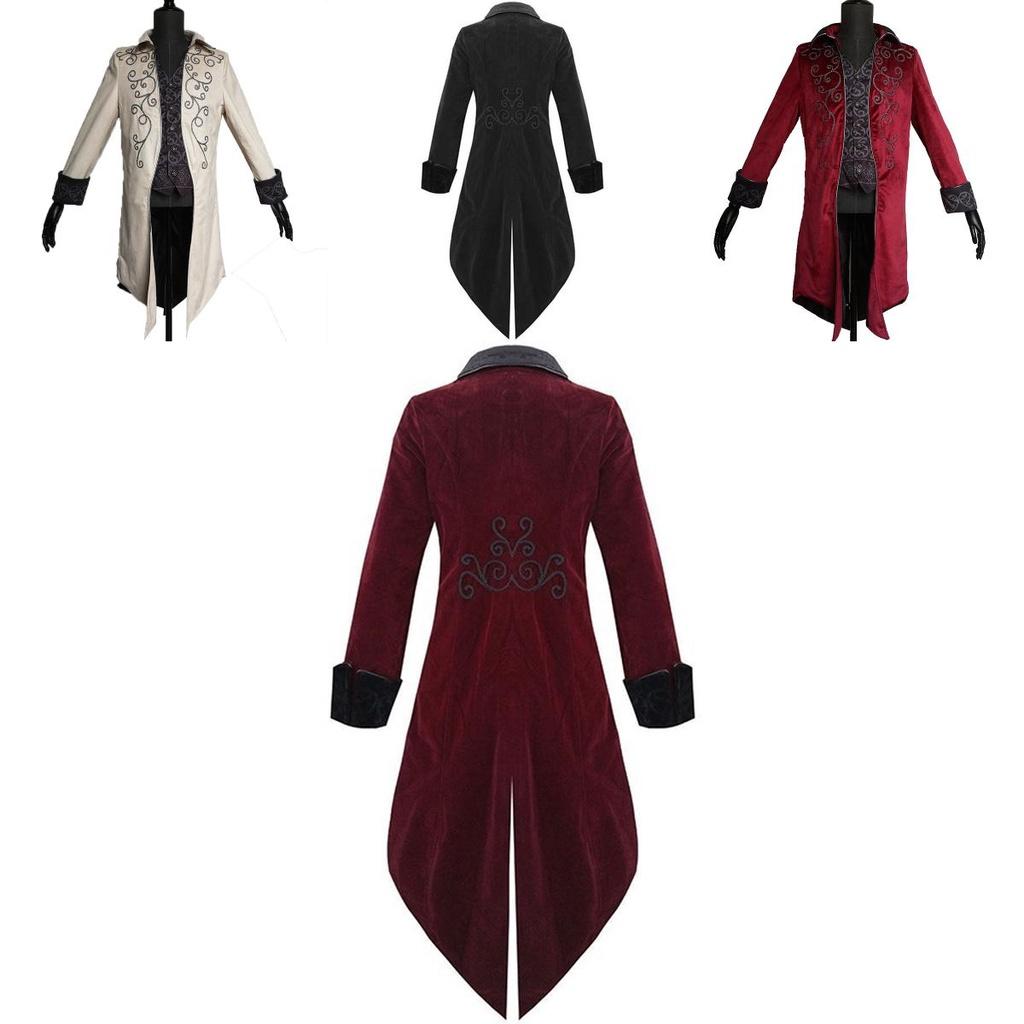 Vintage Men Tailcoat Jacket In Elegant Black For Gothic Steampunk Costume Parties