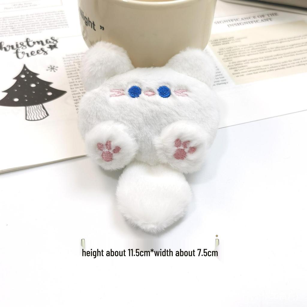 Cartoon Kitten Squeaky Doll Pendant - Cute Calico Cat Plush Brooch & Bag Charm DIY Accessory