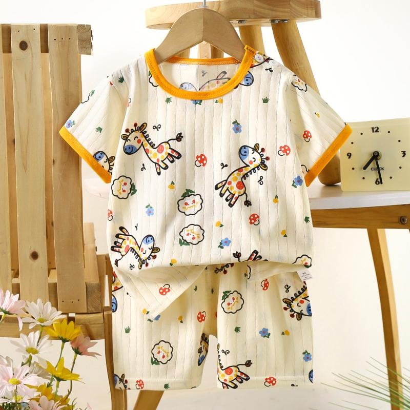 2pcs/set Cotton Children Sets Kids Clothes Boys Girls T-shirt Shorts  Summer Short Sleeve Baby Clothing Toddler