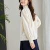 Apricot Shirt Women's Long-sleeved Spring Dress Round Neck Embroidered Top Pure Cotton Temperament Shirt