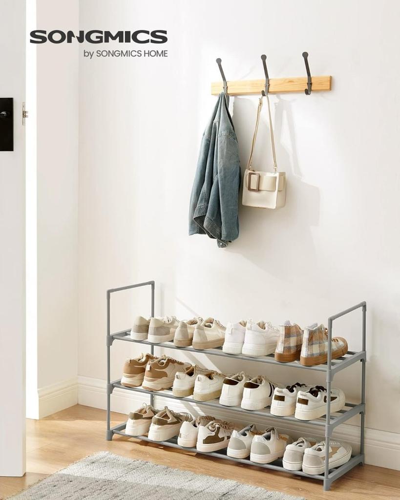 3-Tier Shoe Shelves Metal Shoe Racks 12-15 Pairs of Shoes, Stackable Shelf, for Living Room, Bedroom,