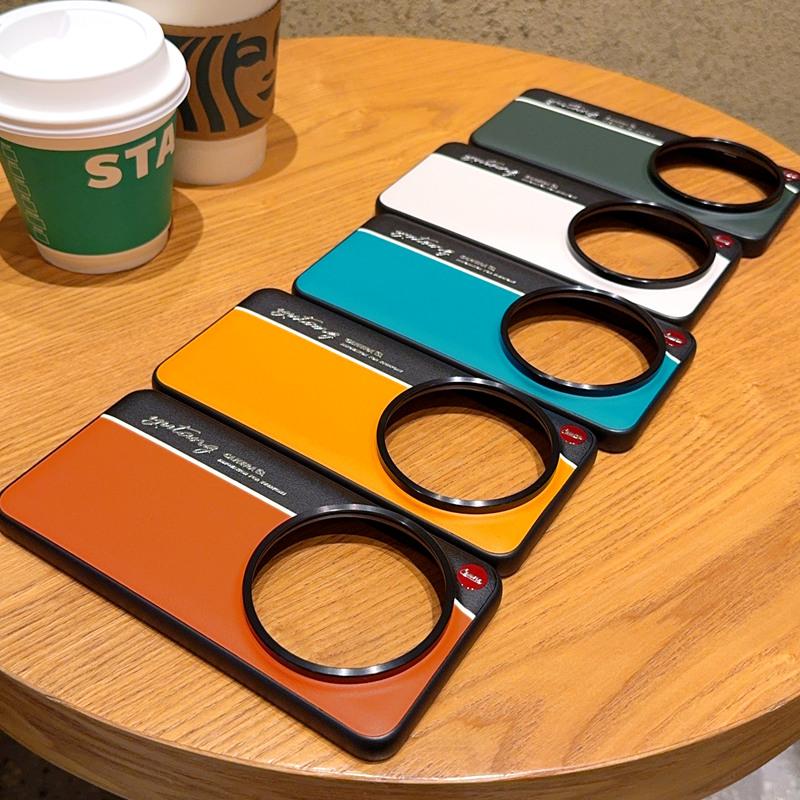 Vegan Leather Case For Xiaomi 15Ultra/14Ultra/13Ultra/12SUltra Luminous Fluorescence Contrasting Colors With Metal Camera Ring