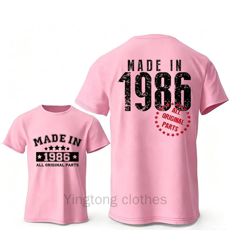 T-shirts Rétro pour Homme pour le 40ème Anniversaire: Fabriqué en 1986 Toutes les pièces d'origine Avant et 40 Édition Limitée Graphique Arrière T-shirts à Manches Courtes