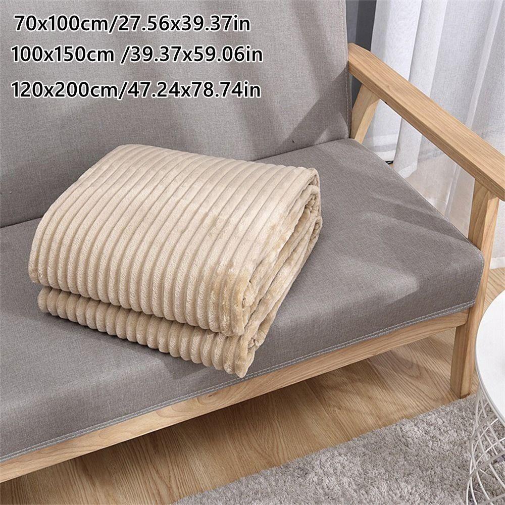 Skin-Friendly Warm Blanket Warm Conditioning Quilt New Plush Striped Blankets  Home Office