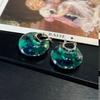 Round Resin Leopard Print Earrings Vintage Maillard Temperament Simple Design Versatile Earrings